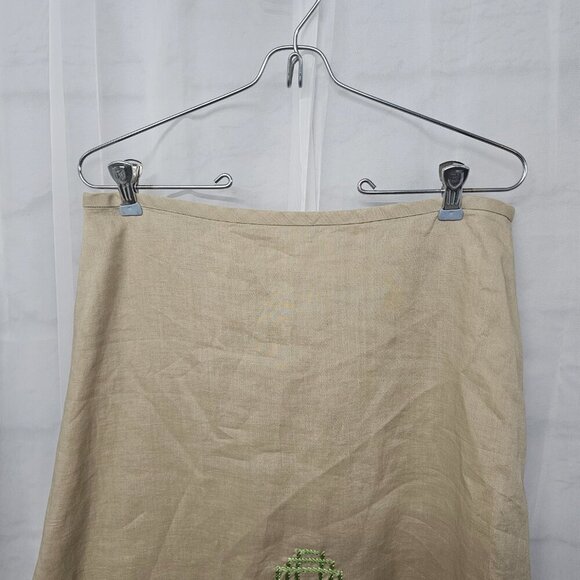 Vintage Ann Taylor Loft Tan Embroidered Boho Skirt A-Line Retro 10 - Picture 2 of 11